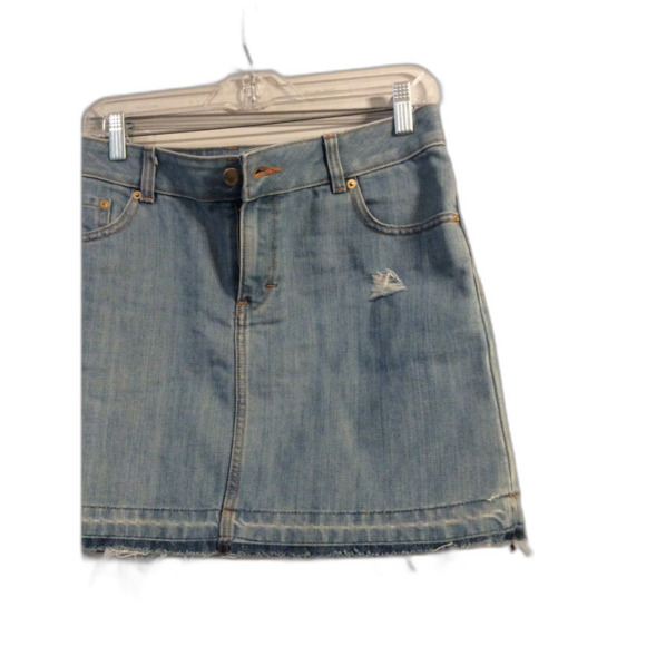 H&M Mini Skirt Denim Raw Hem Edge Front zip Size 6 - Picture 2 of 4